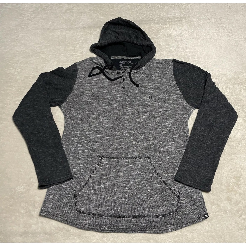 Hurley Hoodie Women's Large Heather Gray Pullover Hooded Sweatshirt